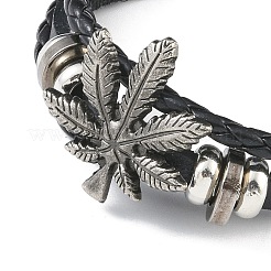 Braccialetti multifilo a triplo strato in pelle PU e cordoncini cerati&nbsp;BJEW-G709-02B