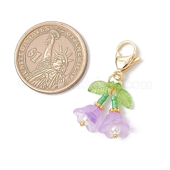 Set di decorazioni con pendenti a forma di fiore in acrilico e perline di vetro fatte a mano&nbsp;HJEW-MZ00258