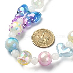 Collana con perline in resina e acrilico con cuore scintillante e farfalla&nbsp;NJEW-JN04397