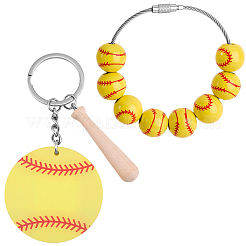 1 pendentif décoratif en bois sur le thème du baseball&nbsp;FIND-BM0001-57A