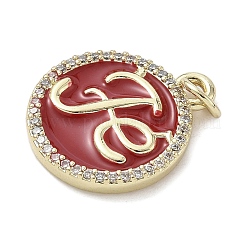 Pendentifs avec zircon cubiques à micro-pavés en laiton&nbsp;KK-K368-14G