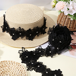 Doppellagiges Polyester 3D-Blumenspitzenbesatzband mit Strass&nbsp;OCOR-WH0097-73C