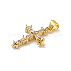 Pendentifs avec zircon cubiques à micro-pavés en laiton&nbsp;KK-N254-127G