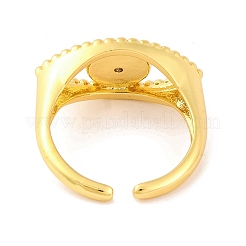 Anelli a polsino aperti in ottone con micro pavé di zirconi trasparenti&nbsp;RJEW-U009-12G