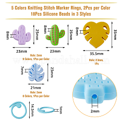 Perlas de silicona ecológicas de grado alimenticio de hojas de cactus y monstera&nbsp;DIY-DC0002-22