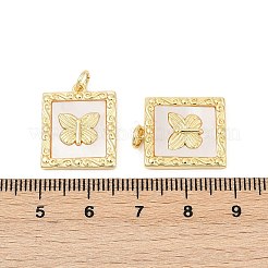 Messing-Pflaster-Anhänger mit Muscheln in Naturweiß&nbsp;KK-U058-30G-01