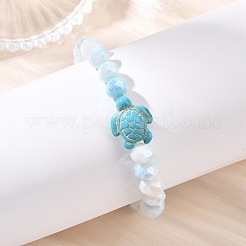 Pulseras de cuentas de vidrio y turquesa sintética&nbsp;BJEW-JB13889-01