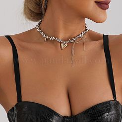 Colliers de perles en alliage avec pendentif en forme de cœur et pompon&nbsp;FS-WG61D95-01