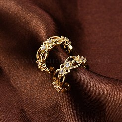 Manschettenohrringe mit Gestellplattierung aus Messing mit Mikropavé und klaren Zirkonia&nbsp;EJEW-H147-01G