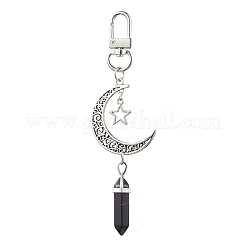 Anhängerdekorationen aus natürlicher weißer Jade und Obsidian&nbsp;HJEW-TA00166