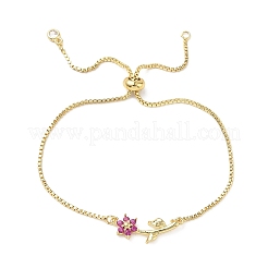 Verstellbare Messing-Mikropflaster-Armbänder mit klaren Zirkonia-Boxketten&nbsp;BJEW-C156-09G-04