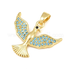 Pendentifs en laiton micro pavé de zircons cubiques bleu ciel&nbsp;CU-CBA4A93-01B-G