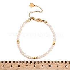 Armbänder aus Messing und Naturperlen mit runden Perlen für Damen&nbsp;BJEW-D366-02G