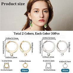 60 Stück 2 Farben 304 Edelstahl Leverback Ohrring Zubehörse&nbsp;DIY-CN0002-52