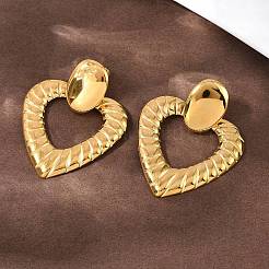Boucles d'oreilles à tige en forme de cœur creux en acier inoxydable 304&nbsp;EJEW-I320-19G