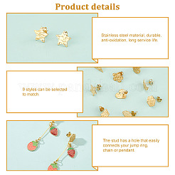 18 pieza de 9 estilos de accesorios para pendientes de acero inoxidable 304&nbsp;STAS-DC0012-81