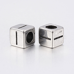 Perline europee con lettera a foro grande in acciaio inossidabile 304&nbsp;X-STAS-H428-01AS-I
