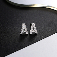 Boucles d'oreilles à tige en laiton platine avec micro pavé de zircones cubiques&nbsp;XI6969-1