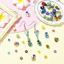 50 Stück 5 Stile handgefertigte Millefiori Bunte Malerei Perlen&nbsp;LAMP-YW0001-93
