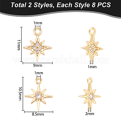 16 pz 2 stili ottone micro pavé zirconia cubica charms&nbsp;KK-UN0002-12
