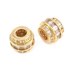 Laiton micro pave zircon cubique transparent perles européennes&nbsp;KK-B186-19M