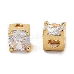 Perles de placage en laiton avec zircone cubique de micro pave&nbsp;KK-Z071-39G