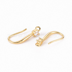 Messing Micro Pave klare Zirkonia Ohrring Haken&nbsp;ZIRC-S068-003-NF