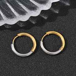 Orecchini a cerchio bicolore in acciaio inossidabile 304&nbsp;EJEW-P313-02C-G