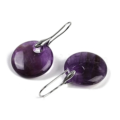 Naturale ametista orecchini pendenti&nbsp;EJEW-C119-01P-09