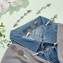 6 Stück 6 Stile Zweig/Seestern/Blume Vintage Legierung & Eisen Strickjacke Clips&nbsp;AJEW-WR0002-09