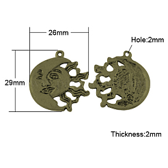 Tibetischer stil Aluminium Anhänger & Charms&nbsp;LS-TIBEP-22752-AB-NR