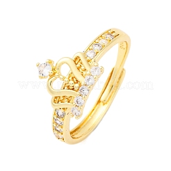 Anillos de latón con micro pavé de circonita cúbica transparente para mujer&nbsp;RJEW-U047-37A-G