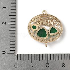 Breloques connecteurs ovales en laiton micro pavé de zircones cubiques transparentes et de verre&nbsp;KK-I276-31G-A