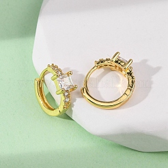 Pendientes de aro cuadrados de latón con micropavé de circonitas cúbicas transparentes&nbsp;EJEW-S280-06G