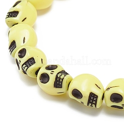 Set di braccialetti elastici con perline di teschio in plastica a 9 colori per bambini&nbsp;BJEW-JB08901