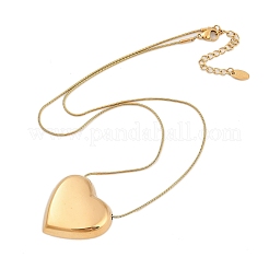 Colliers à chaîne serpent ronde avec pendentif en forme de cœur en acier inoxydable 304 pour femmes&nbsp;NJEW-B122-01G-01