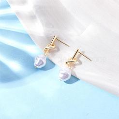 Boucles d'oreilles pendantes noeud avec perle d'imitation&nbsp;JE1099A