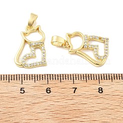 Pendenti in ottone a forma di gatto con micro pavé di zirconi cubici&nbsp;KK-M325-05G