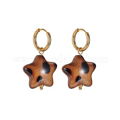 Pendientes colgantes de aro de acero inoxidable 304 y acrílico&nbsp;WGAB57F-04