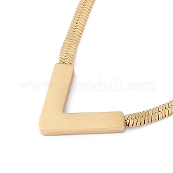 Collier avec pendentif lettre initiale V en coquille synthétique avec placage ionique (IP)&nbsp;NJEW-G074-58G-01