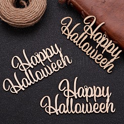 Mot joyeux halloween ornements de découpes en bois vierges&nbsp;WOOD-L010-01