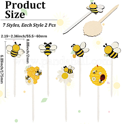 14 Stück 7 Stile Holzbienen-Deko-Pick für Vasenfüller zu Hause&nbsp;AJEW-CY0002-68