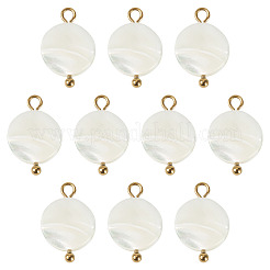 10 pendentif disque en coquillage naturel&nbsp;STAS-TA0006-28