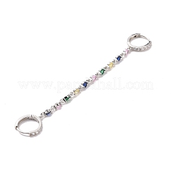Orecchini a doppio cerchio con catene pendenti in zirconi colorati&nbsp;EJEW-C030-14P
