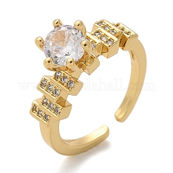 Anelli polsino in ottone tondo micro pavé di zirconi cubici trasparenti&nbsp;RJEW-C120-28G