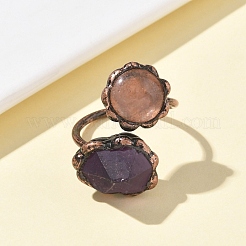 Natürliche Amethyst- und Rosenquarzringe&nbsp;RJEW-B122-04R-05