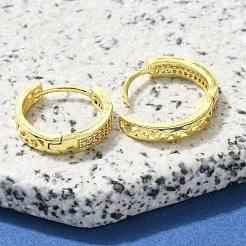 Orecchini a cerchio in ottone chiaro con zirconi cubici&nbsp;EJEW-M047-17G