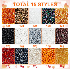 Perles de rocaille en verre d'Halloween de 15 couleur&nbsp;SEED-HY0001-17A