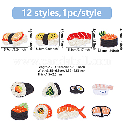 12 Stück 12 Stile Sushi Polyester Stickgarn zum Aufbügeln/Aufnähen von Patches&nbsp;DIY-DC0003-87