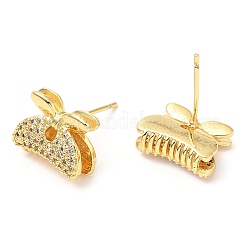 Boucles d'oreilles en forme de pince à cheveux en laiton plaqué en rack avec zircone cubique&nbsp;EJEW-A103-03G